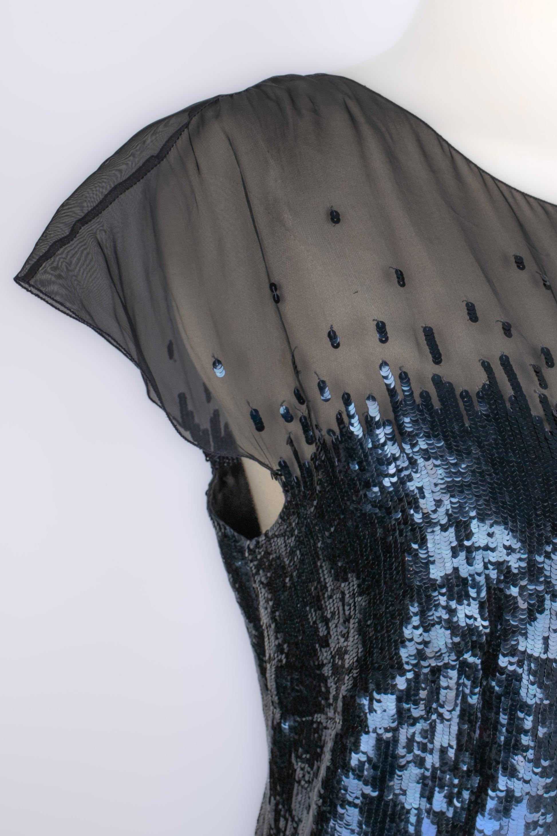 Chanel Evening Dress Haute Couture with Blue Sequins, 2012 For Sale 4