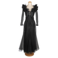 Chanel Evening Dress Haute Couture with Satin Bows Topped, circa 2000
