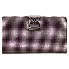 Chanel Evening Gala Glitter Laser Etched Chainmail Metallic Clutch
