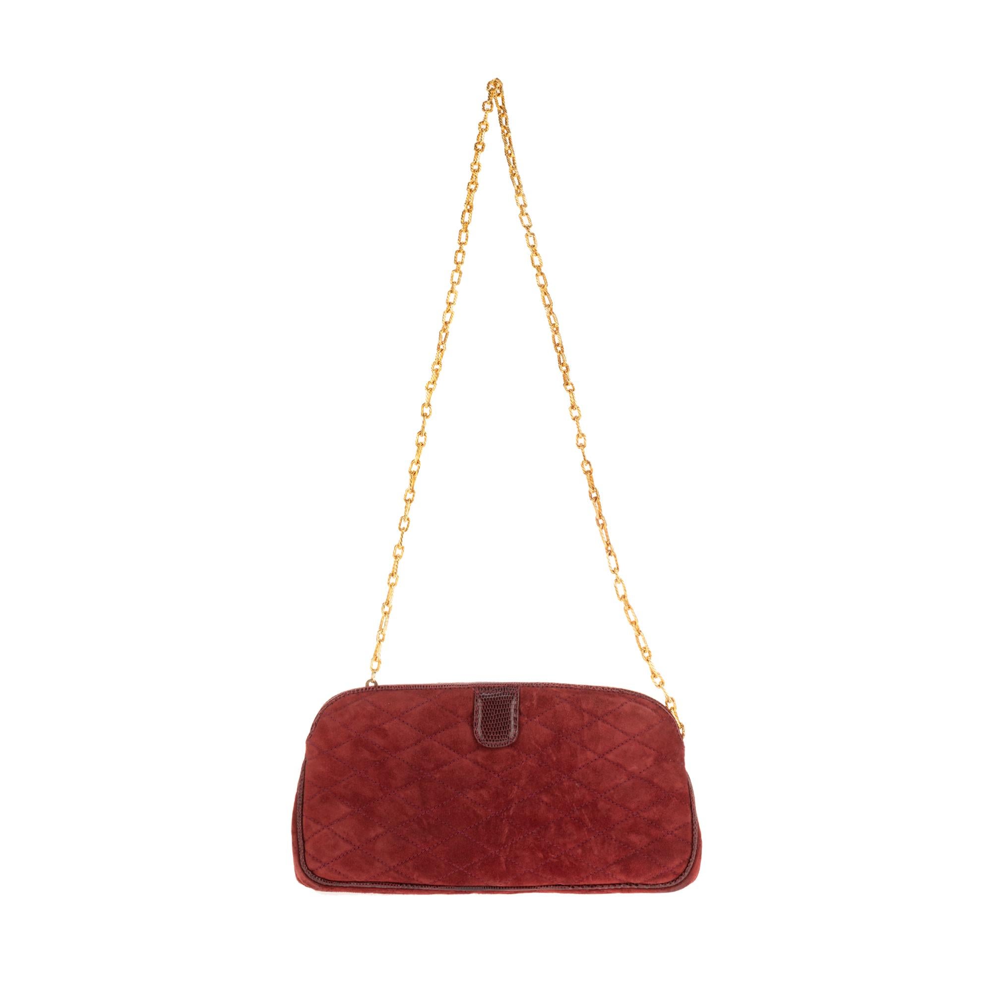 Chanel Evening handbag in lamb's velvet and quilted burgundy python ...