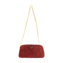 Chanel Evening handbag in lamb's velvet and quilted burgundy python !