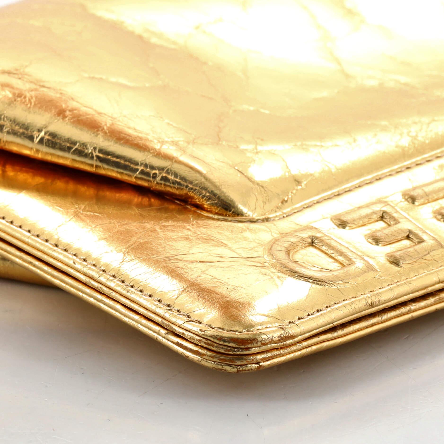 Chanel Evening in The Street 5X5=CC Clutch aus metallischem Lammfell im Used-Look 1