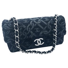 CHANEL EVENING SCHULTER BAG, schwarzer Jacquard-Stoff mit ikonischem CC 1990er