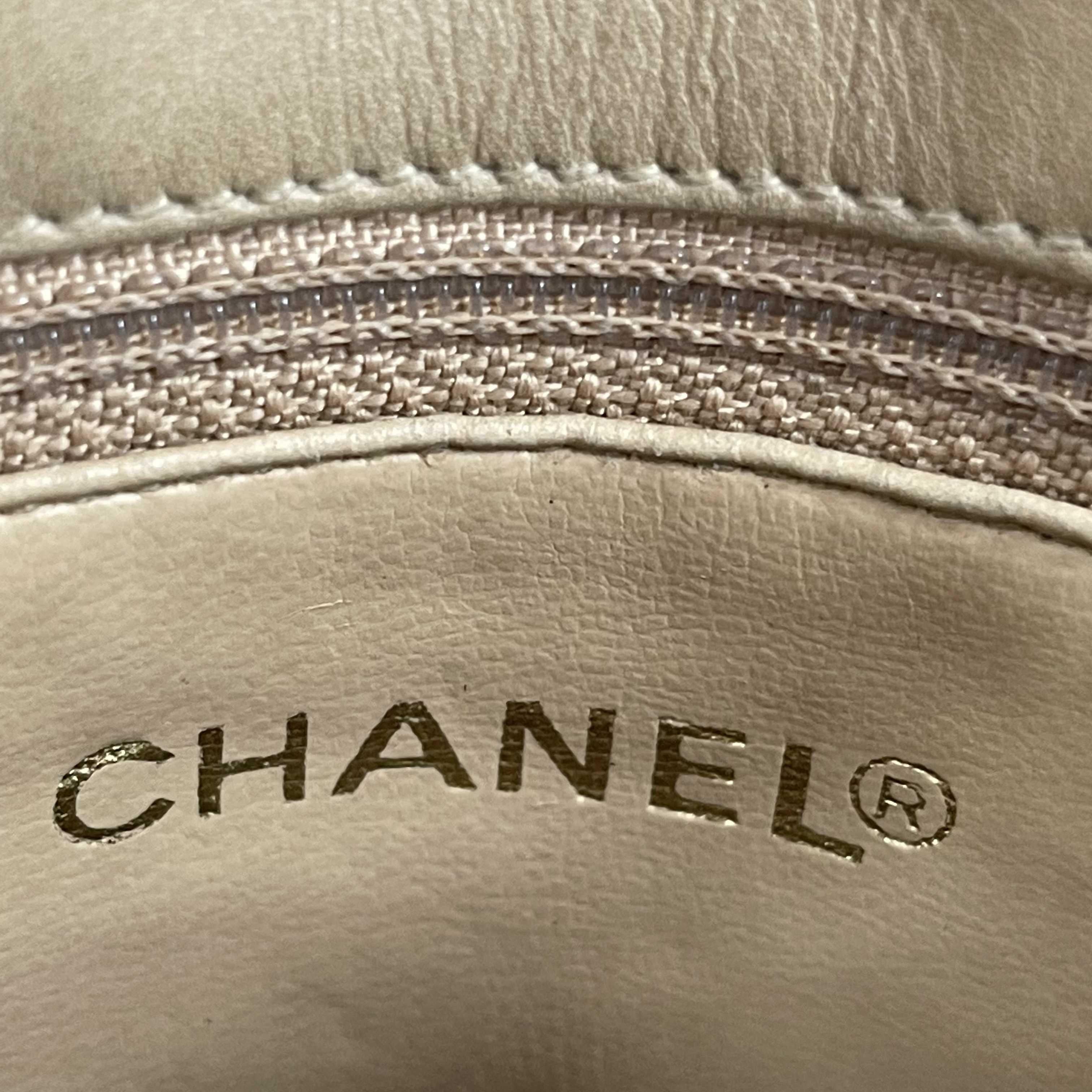 Chanel - Excellent - 90's Vintage Chevron Flap 24k - Beige, Gold - Handbag 5