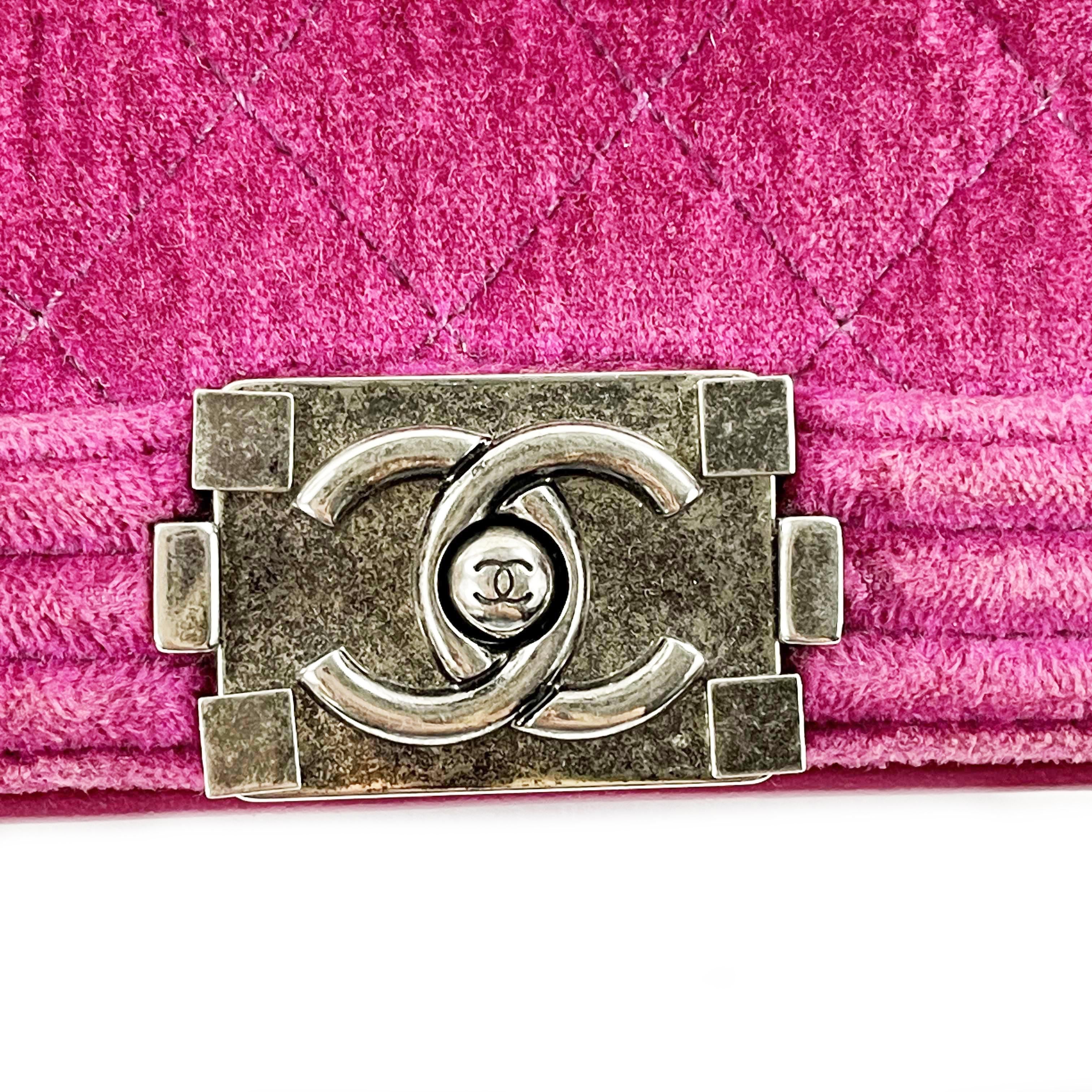 CHANEL - Excellent - Mini Boy Shoulder Crossbody Velvet Leather - Pink Fuchsia - 6