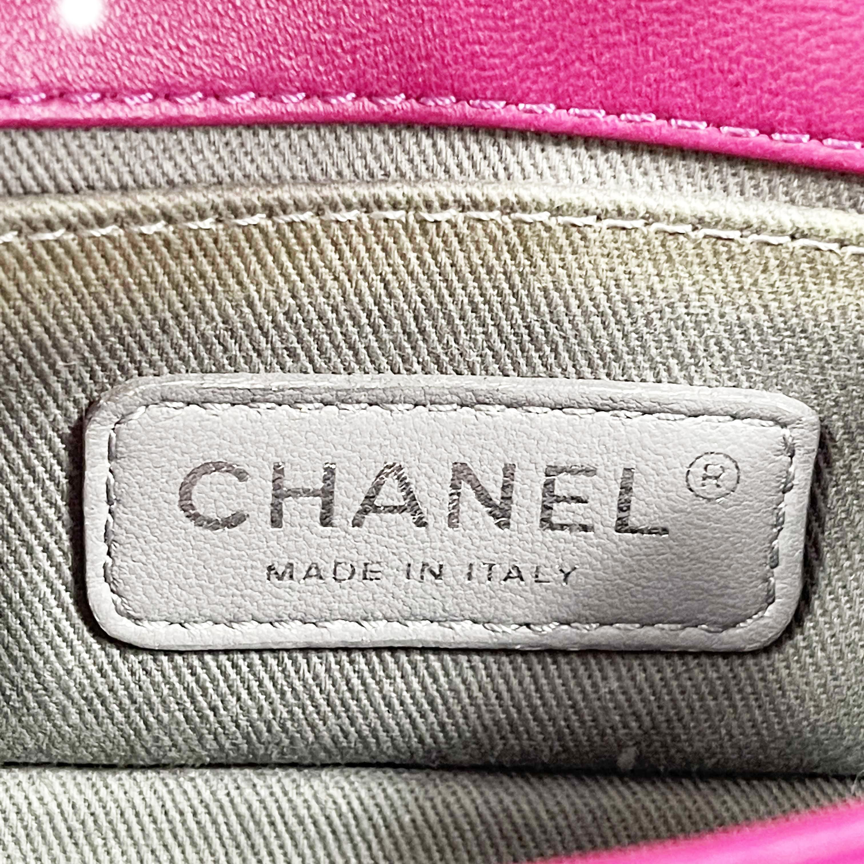 CHANEL - Excellent - Mini Boy Shoulder Crossbody Velvet Leather - Pink Fuchsia - 7