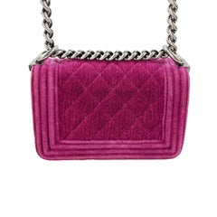 CHANEL - Excellent - Mini Boy Shoulder Crossbody Velvet Leather - Pink Fuchsia -