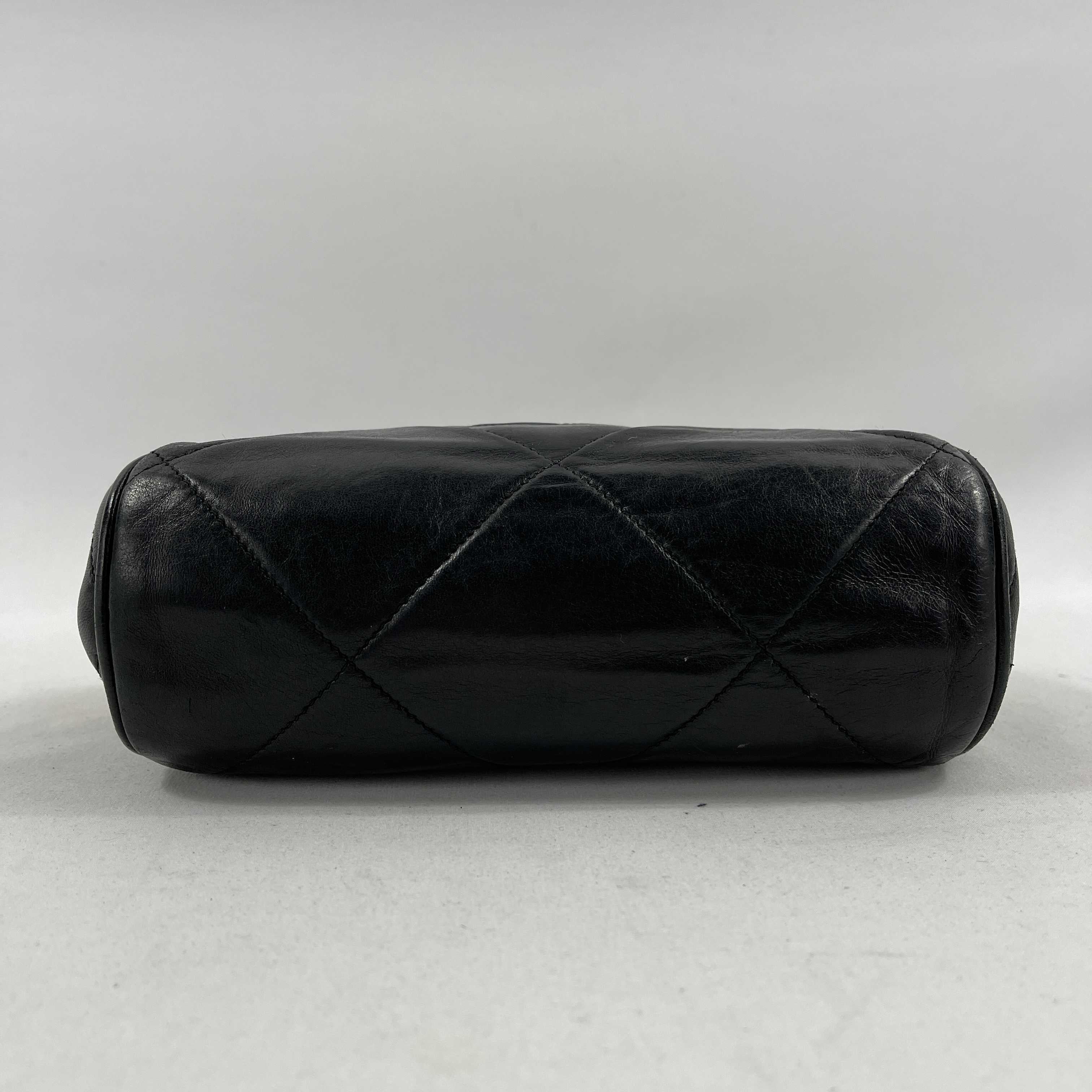 CHANEL Excellent Vintage 1980's Black Mini Quilted CC Tassel Barrel Crossbody 9