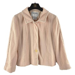 CHANEL Excellent Vintage 99P Wool Trim Pink Blazer CC Buttons 38 US 6