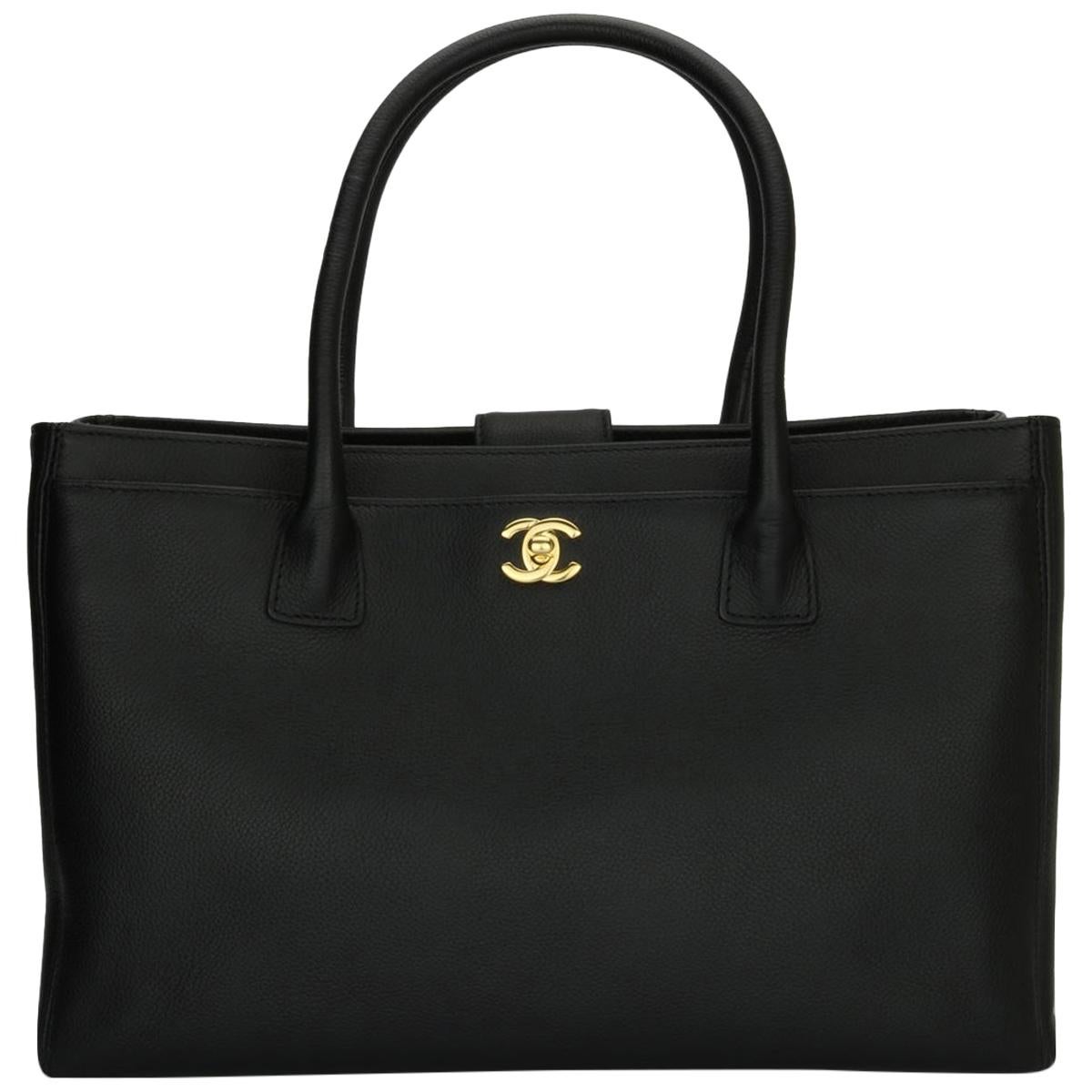 CHANEL Executive Cerf Tote Black Calfskin with Gold Hardware 2013