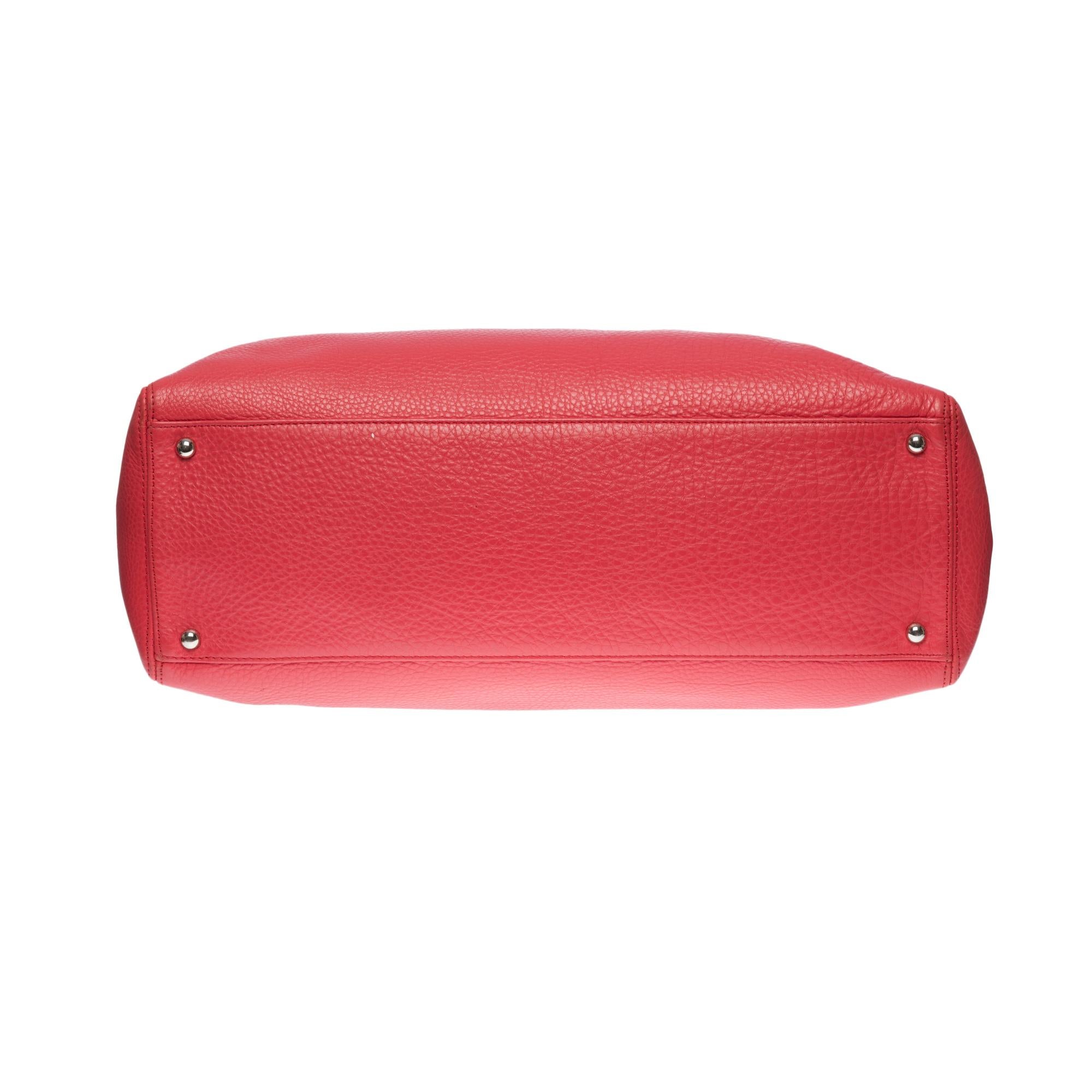 Chanel Executive Tote bag with shoulder strap in coral pink grained leather, SHW 3