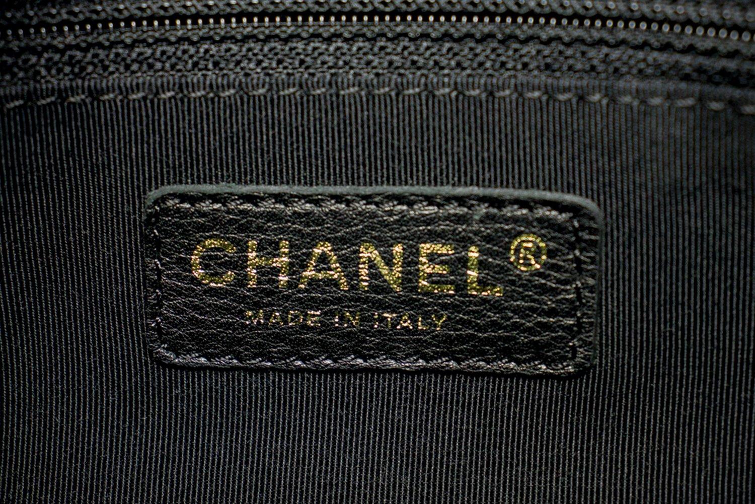 CHANEL Executive Tote Caviar Shoulder Bag Handbag Black Gold Strap 14