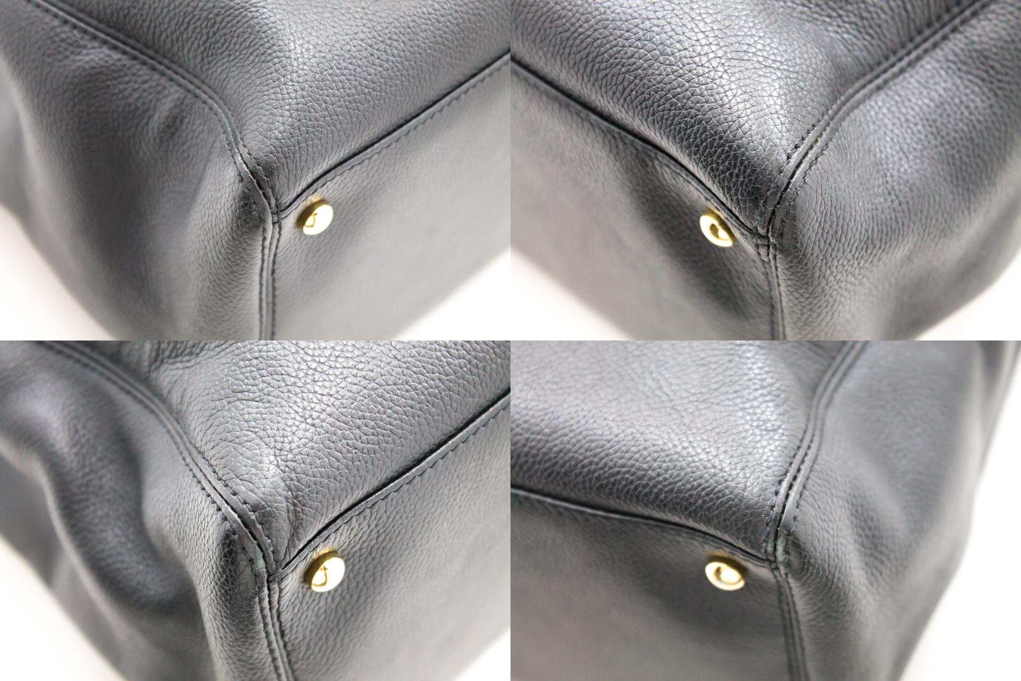 CHANEL Executive Tote Caviar Shoulder Bag Handbag Black Gold Strap 1