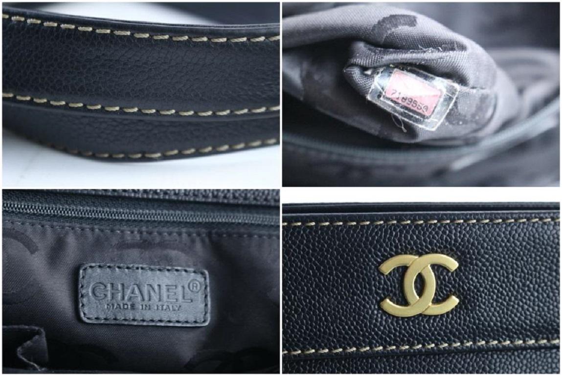 Chanel Executive Tote mit Riemen 1cr0320 Schwarze Umhängetasche aus Kaviarleder Damen im Angebot
