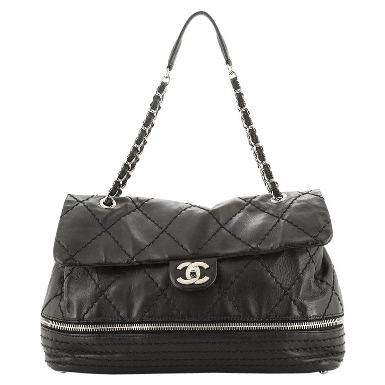 Chanel Expandable Ligne Flap Bag Quilted Calfskin Medium at 1stDibs