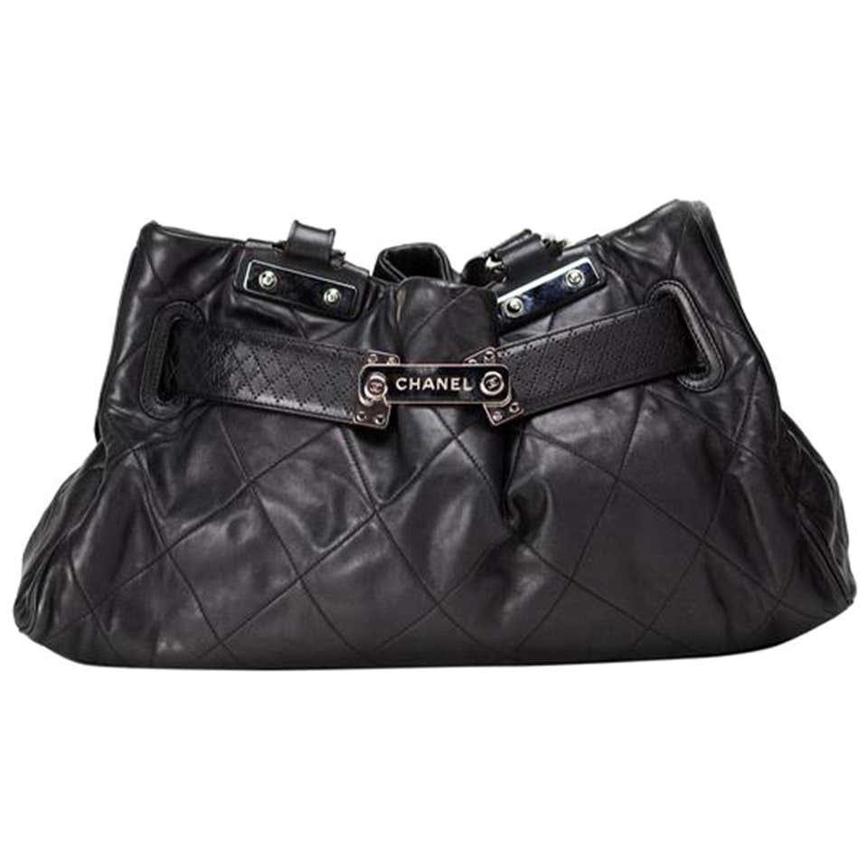 Chanel Modern Thick Chunky Chain Exotic Python Metallic Blue Hobo ...