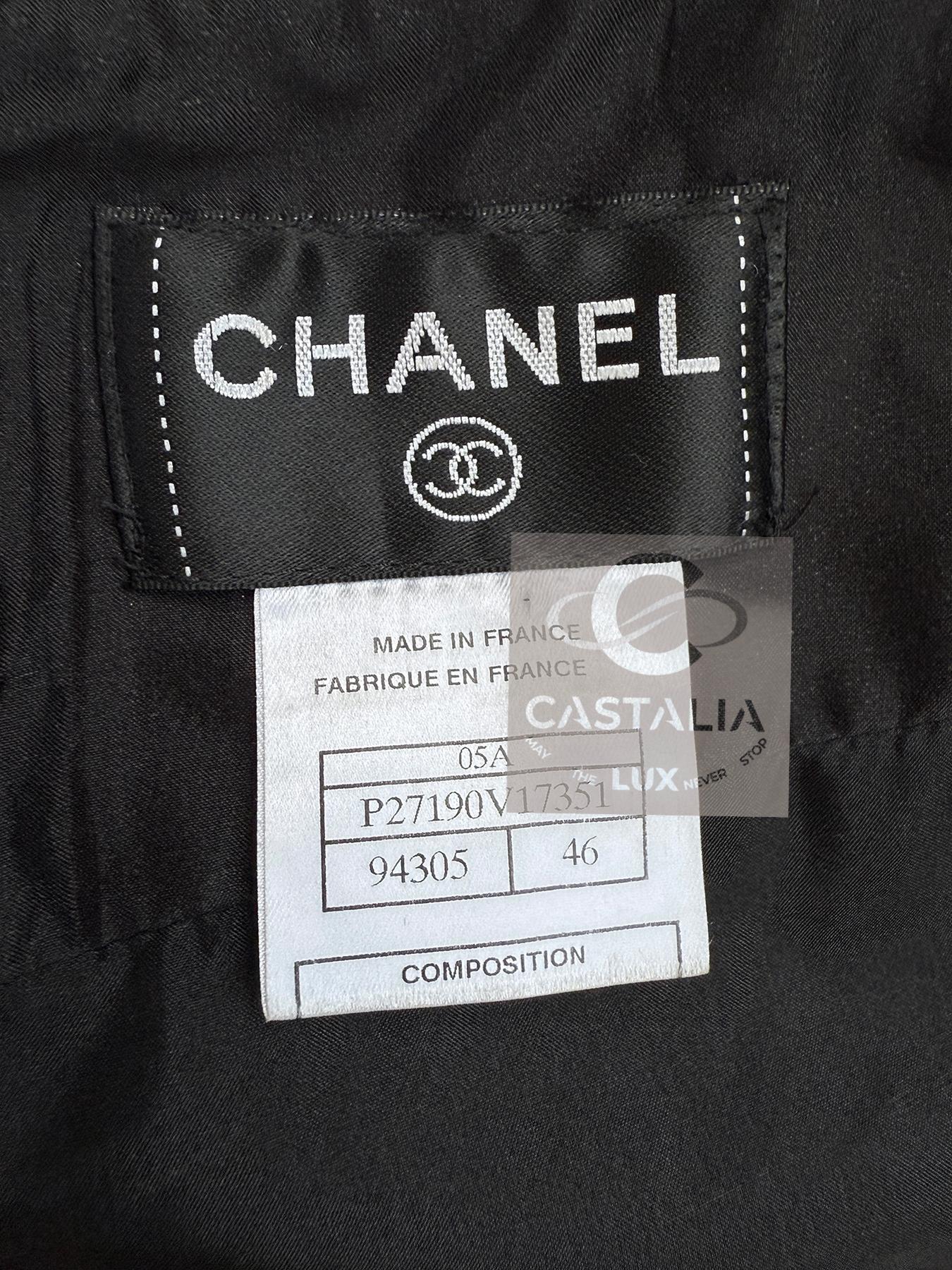 Chanel Gonna in tweed con nastro nero 46 FR in vendita 5