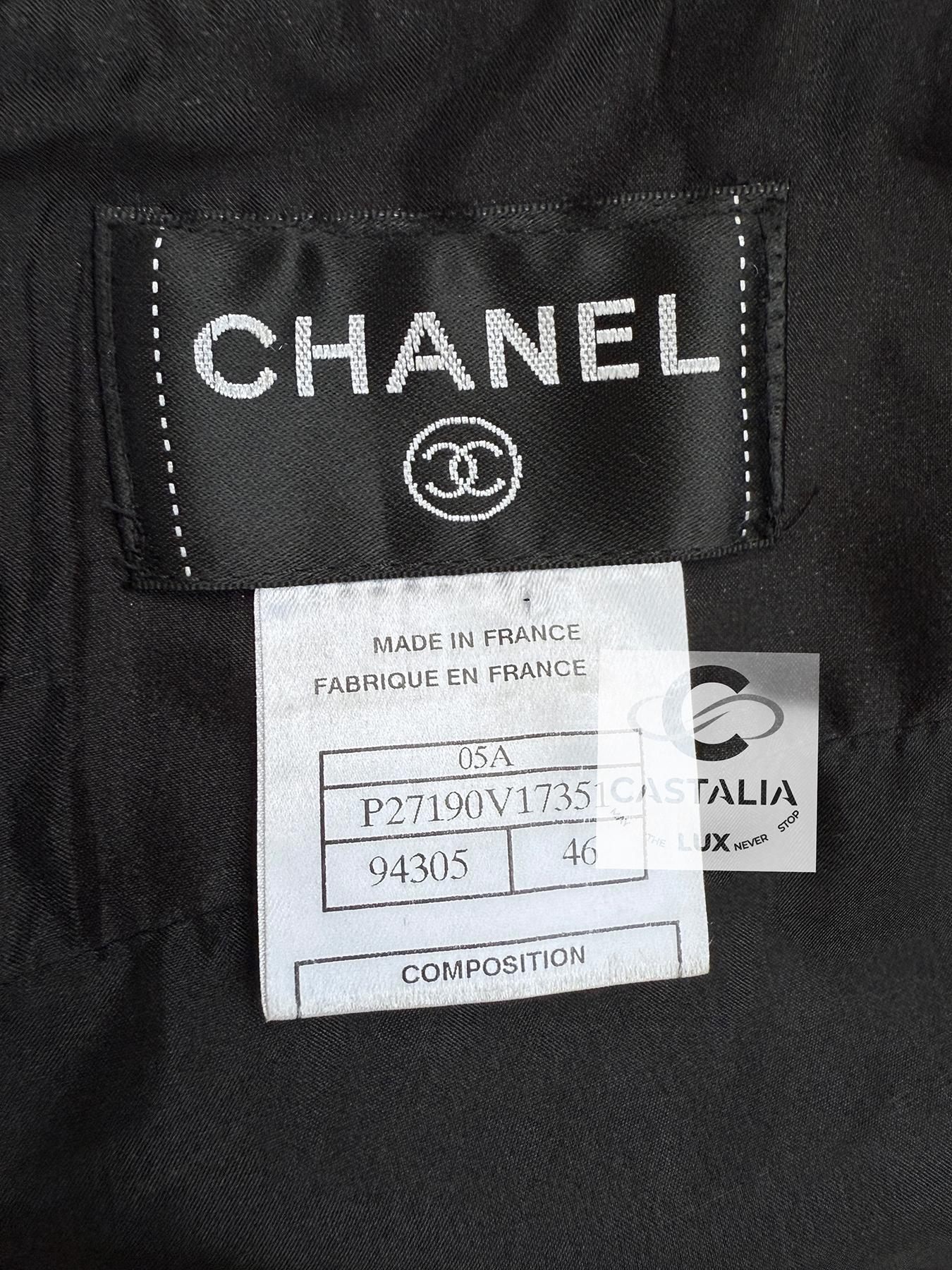 Chanel Exquisite Black Ribbon Tweed Skirt 46 FR For Sale 7