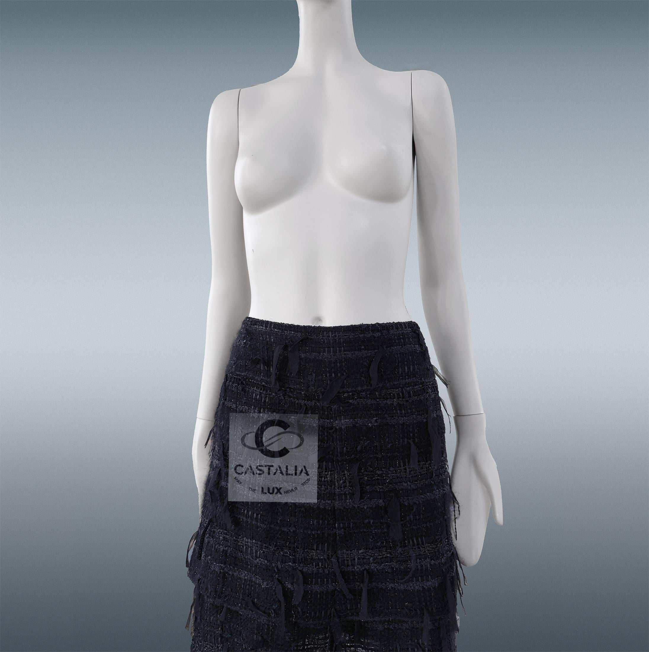da uomo o donna Chanel Gonna in tweed con nastro nero 46 FR in vendita