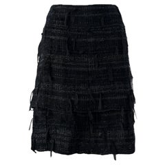 CHANEL Exquisite Black Ribbon Tweed Skirt 46 FR