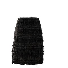 CHANEL Exquisite Black Ribbon Tweed Skirt 46 FR