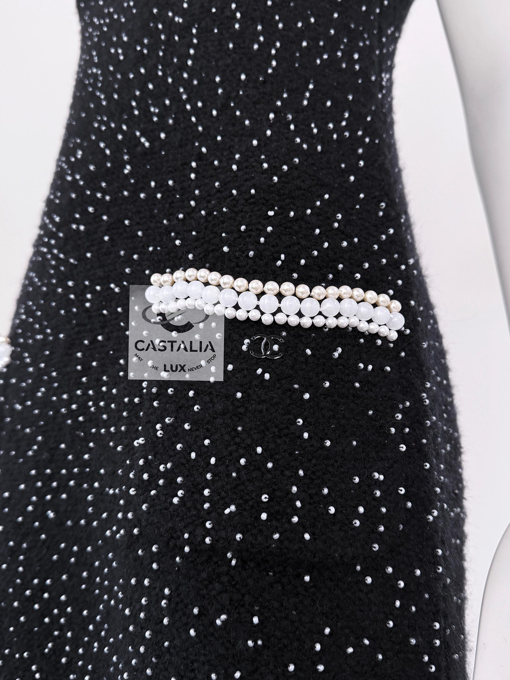 Chanel New Exquisite Pearl Embellished Couture Dress 40 FR For Sale 8