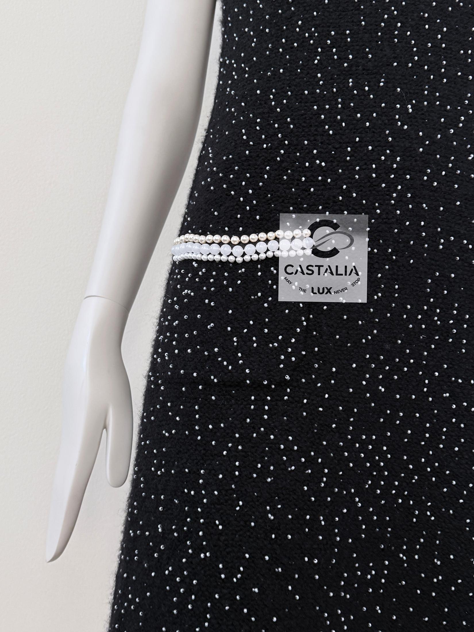 Chanel New Exquisite Pearl Embellished Couture Dress 40 FR For Sale 11