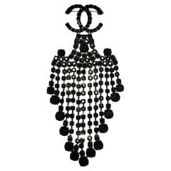Chanel Extra Large Black Swarovski Crystal Pin/Brooch