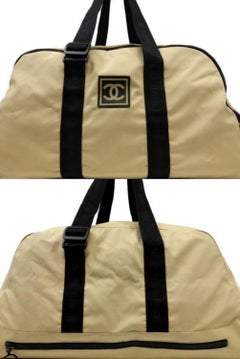 Chanel Extra Large Cc Sports Logo Boston Duffle 227858 Beige Canvas Shoulder Bag