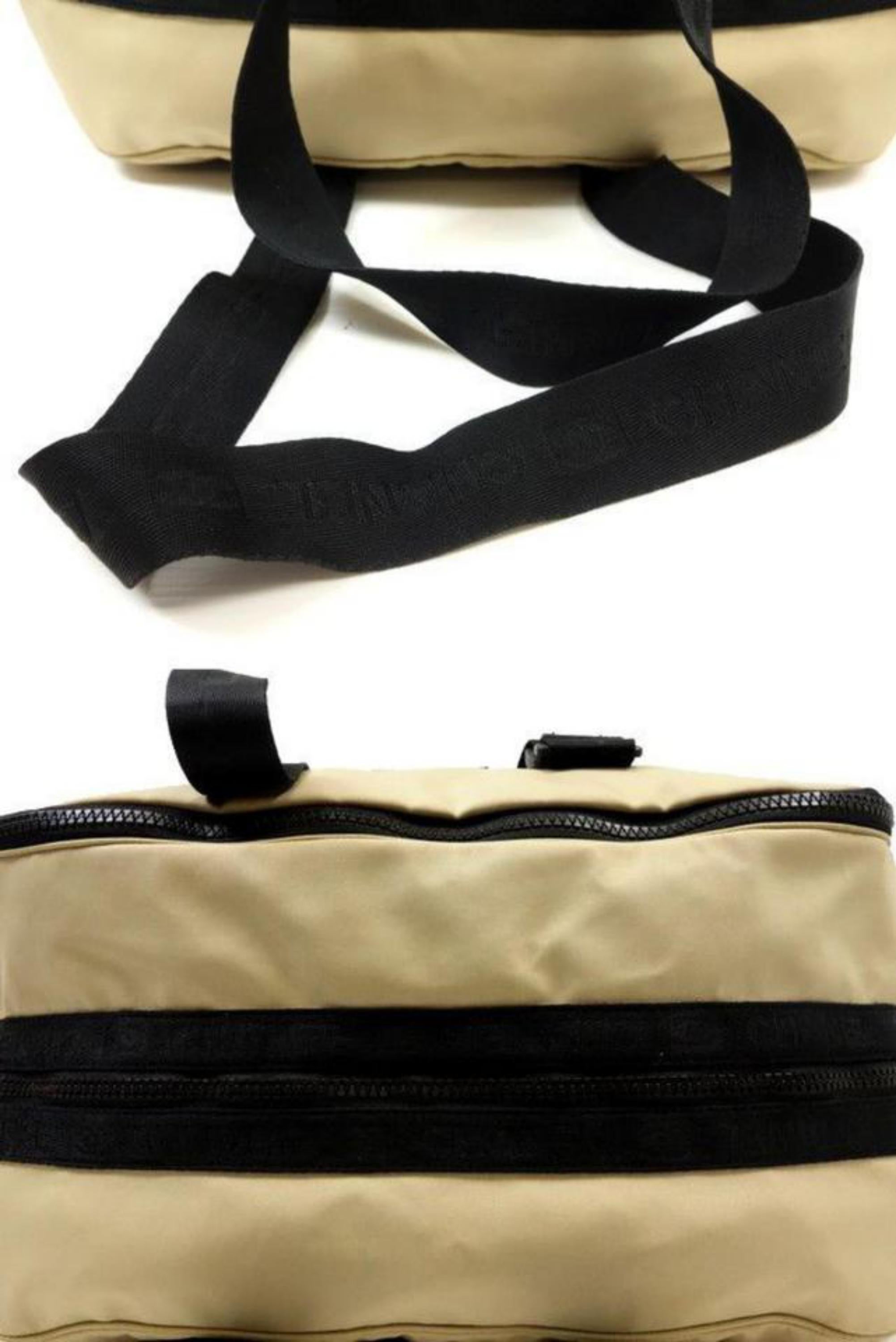 Chanel Extra Large Cc Sports Logo Boston Duffle 227858 Beige Canvas Shoulder Bag For Sale 2