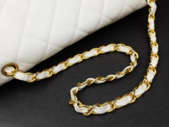 Chanel Extra Large Jumbo Caviar Flap 223129 White Leather Shoulder Bag
