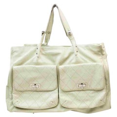 Vintage Chanel Extra Large Travel Shopper 860101 White Caviar Leather Tote