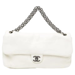 Chanel Extra Thick Large Oversized Soft and Chain Classic Flap Bag White