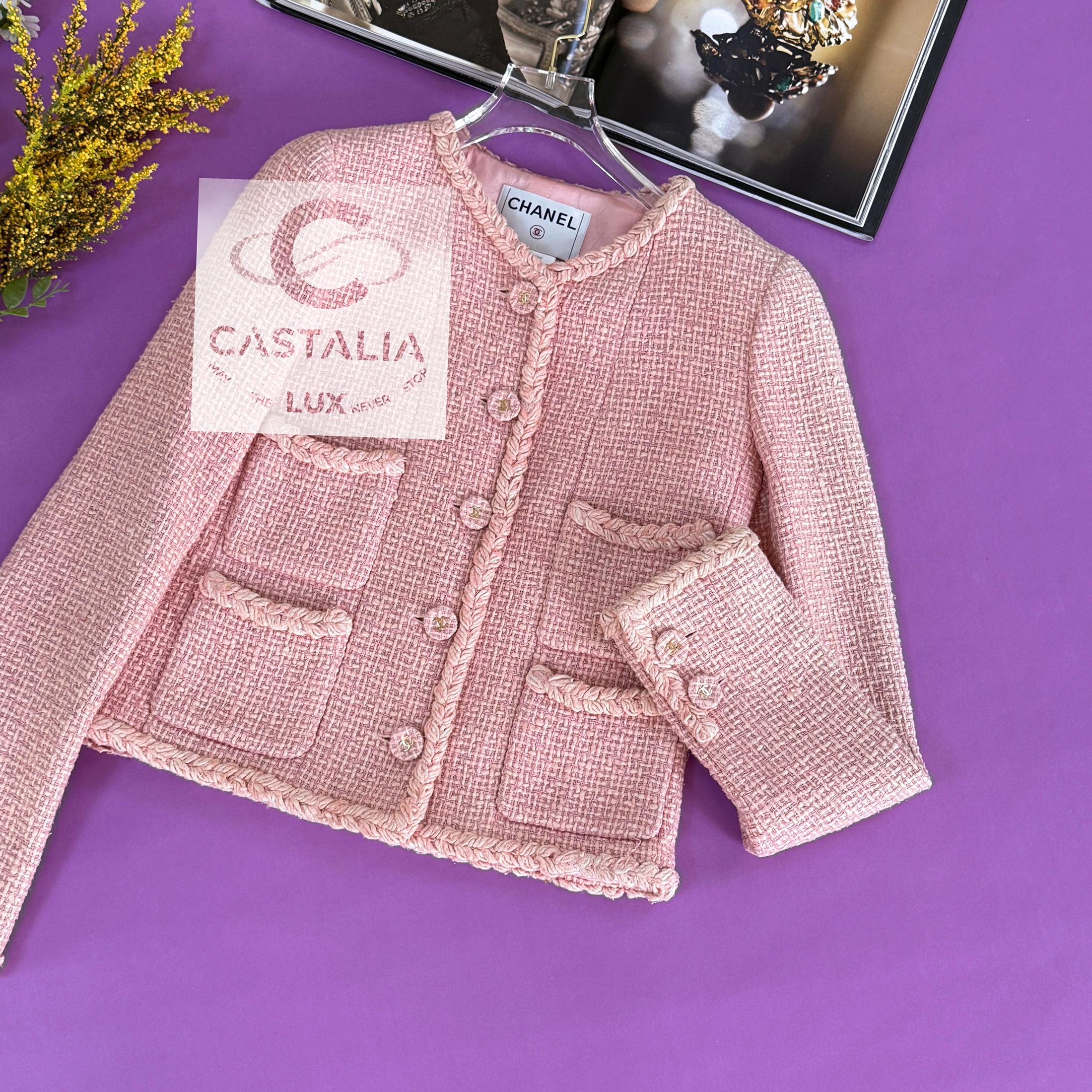 Chanel Extremely Rare 2007 Vintage Pink Tweed Jacket 36 FR 5