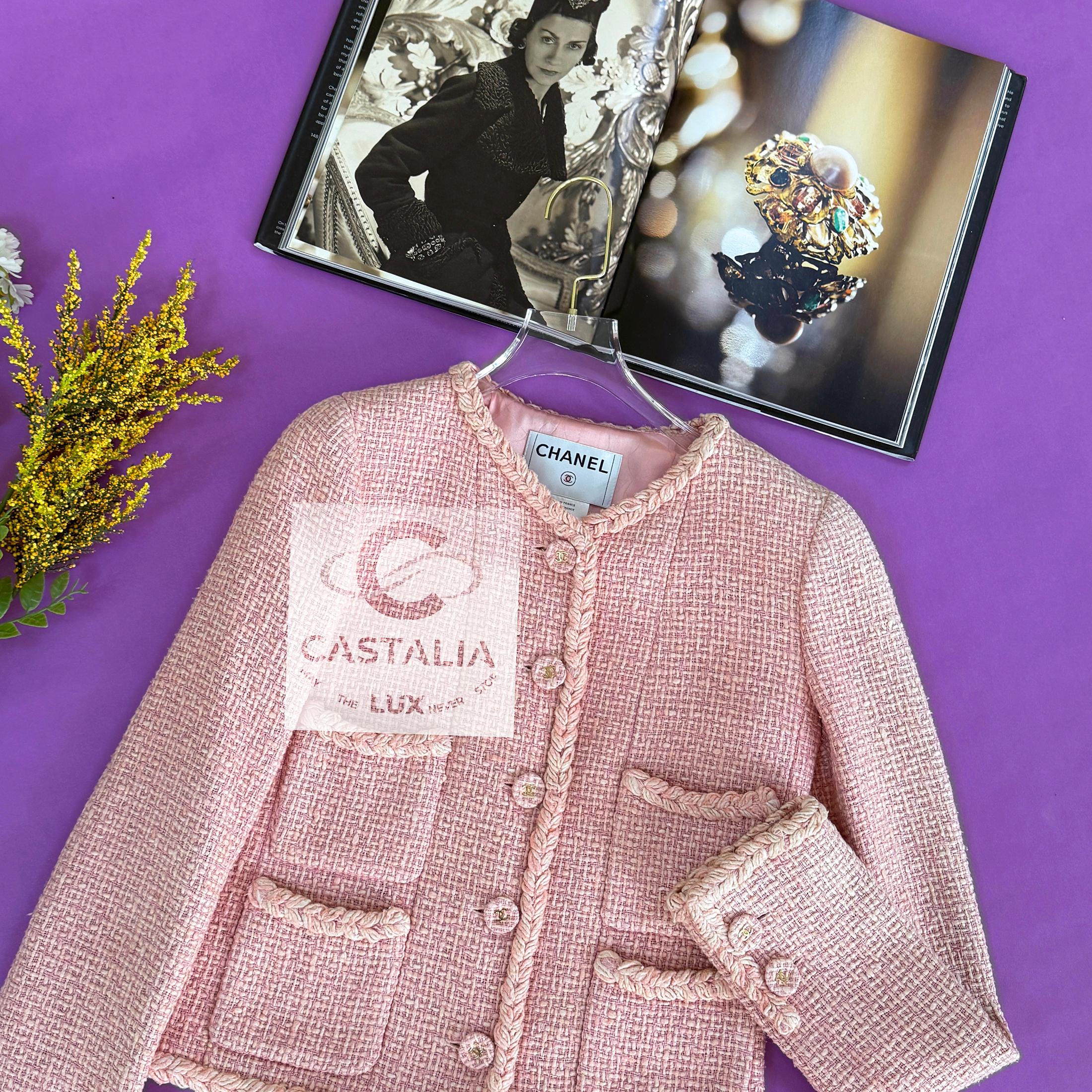 Chanel Extremely Rare 2007 Vintage Pink Tweed Jacket 36 FR 6