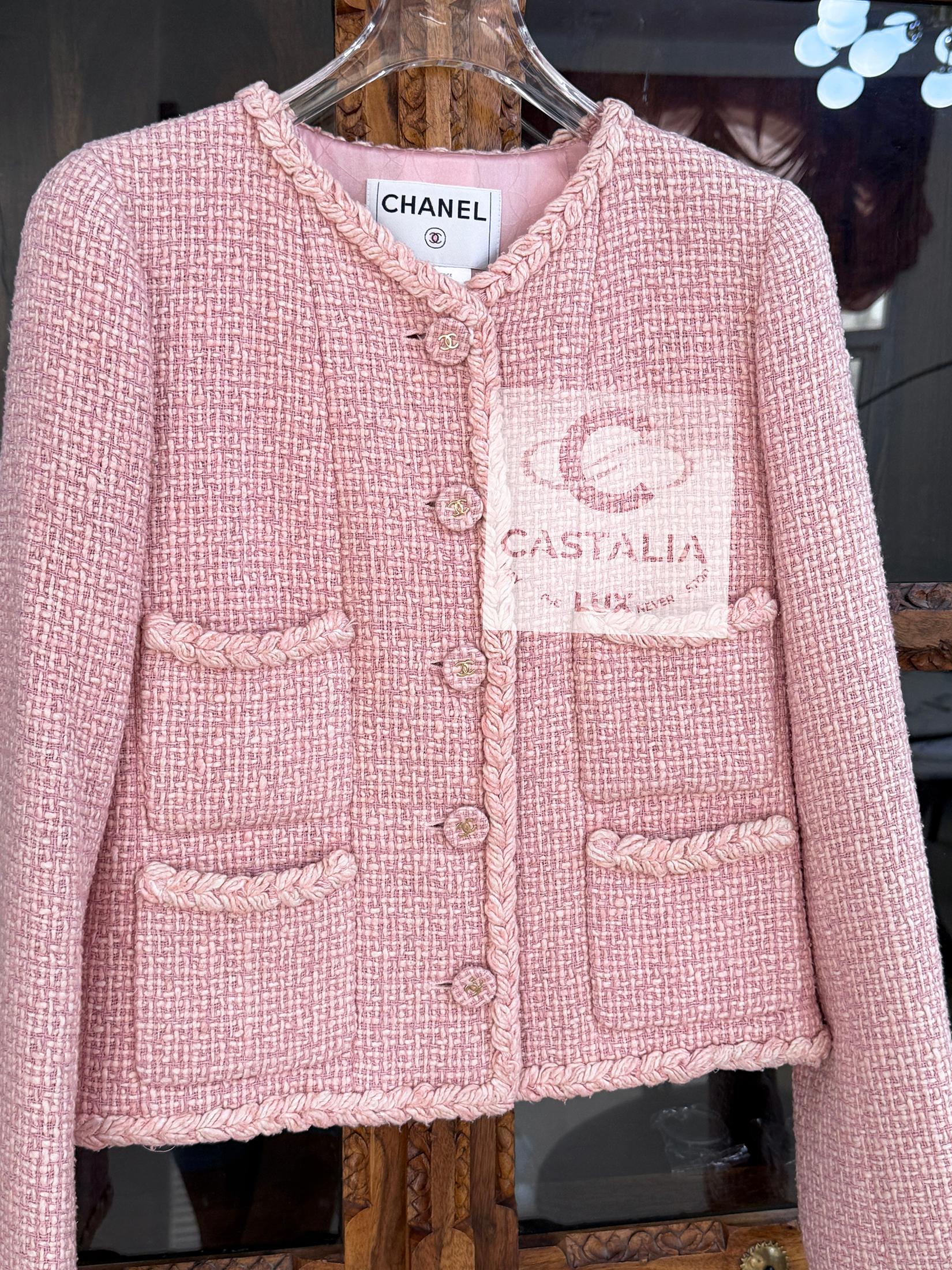 Chanel Extremely Rare 2007 Vintage Pink Tweed Jacket 36 FR 7