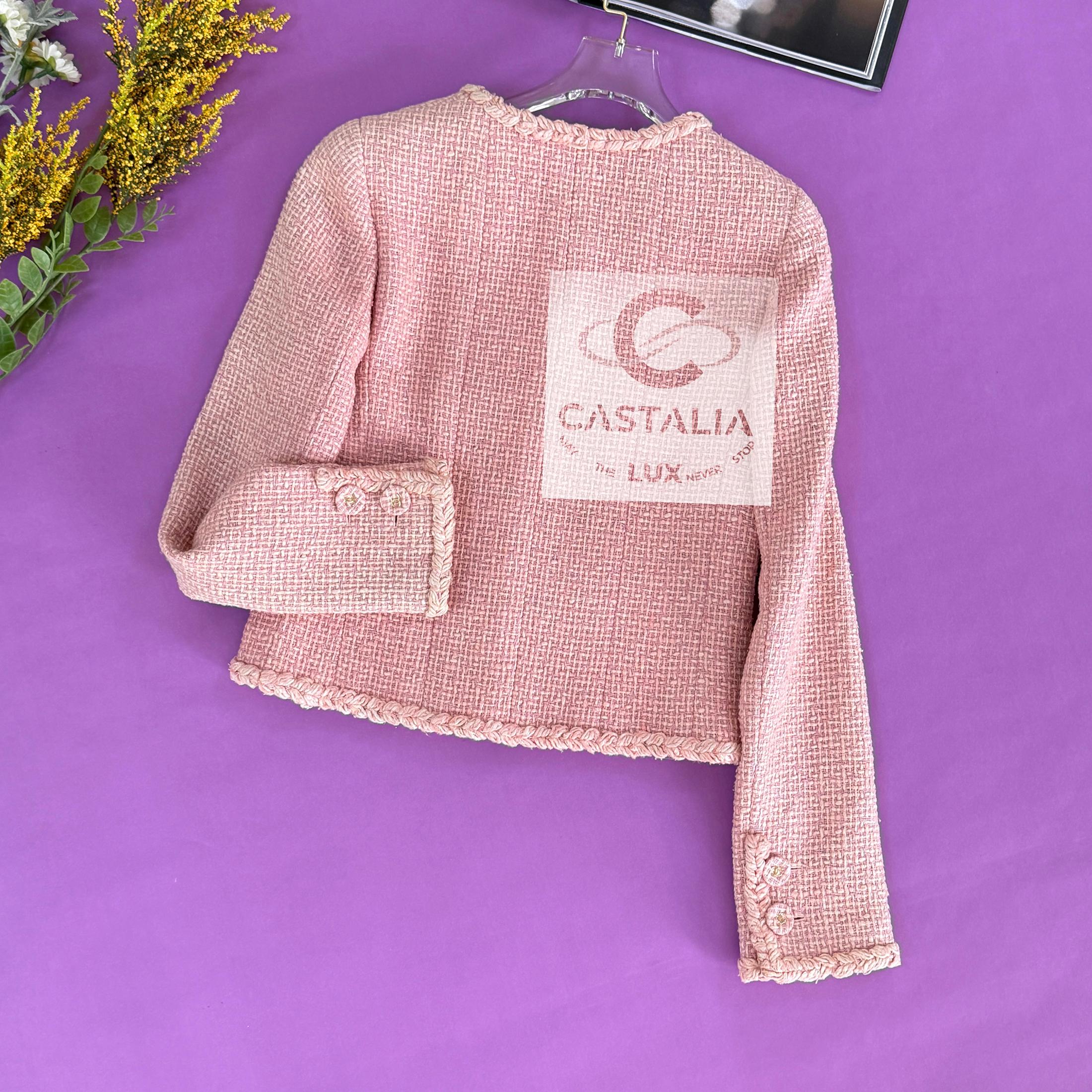 Chanel Extremely Rare 2007 Vintage Pink Tweed Jacket 36 FR 8
