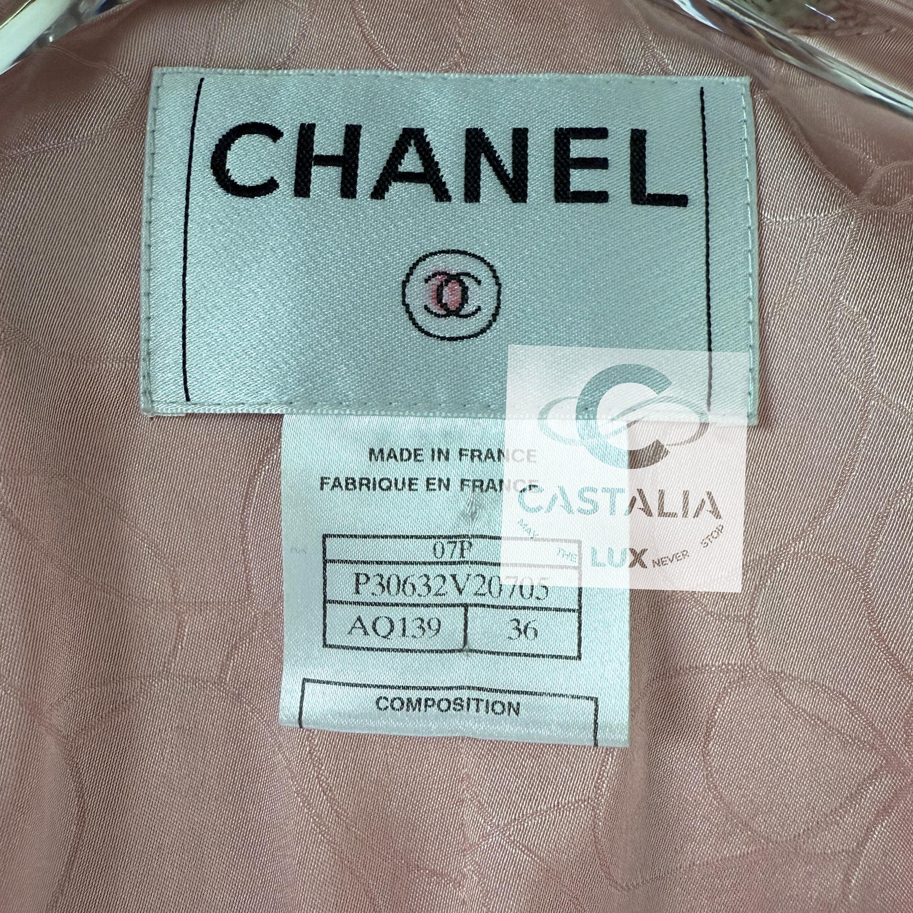 Chanel Extremely Rare 2007 Vintage Pink Tweed Jacket 36 FR 9