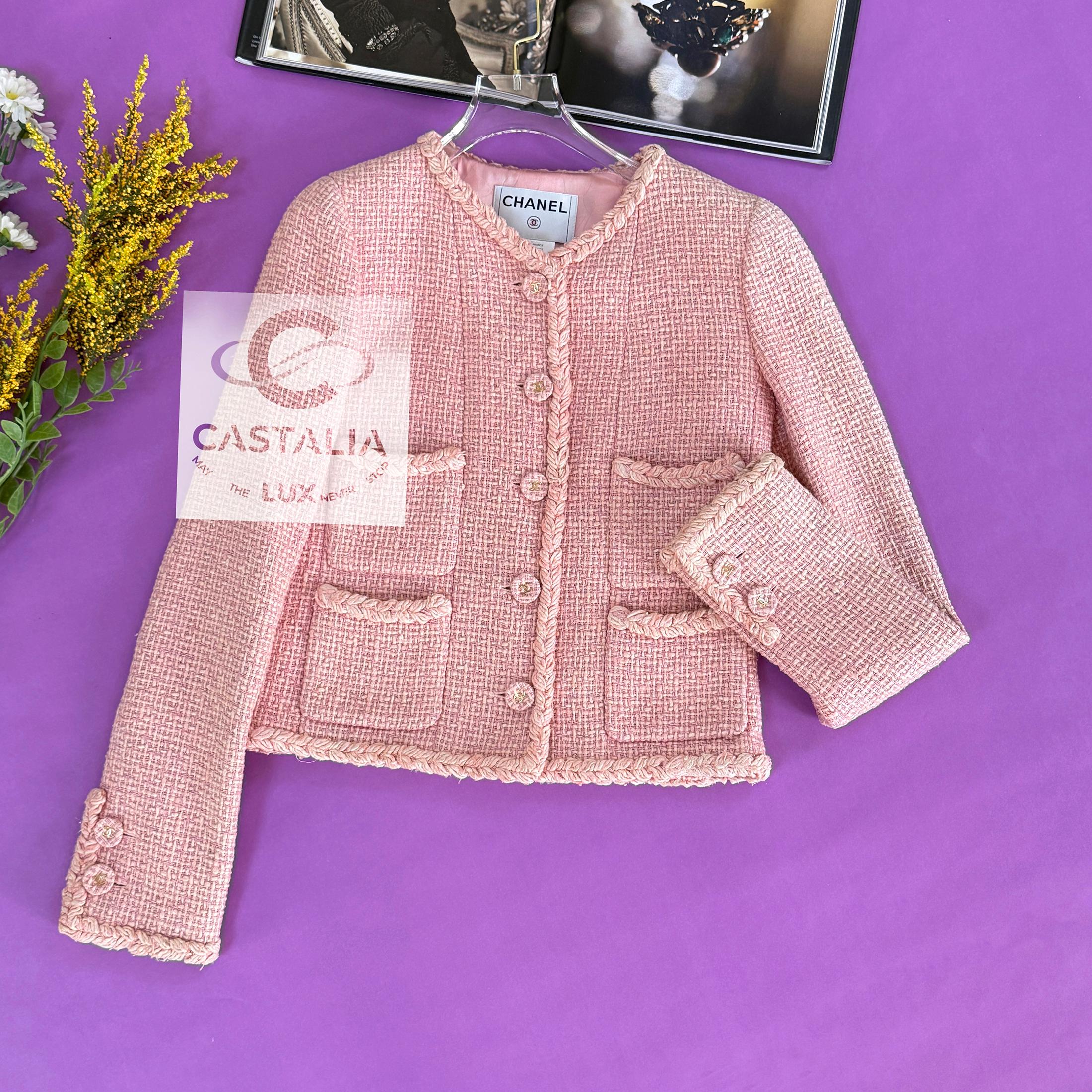 Chanel Extremely Rare 2007 Vintage Pink Tweed Jacket 36 FR In New Condition In Dubai, AE
