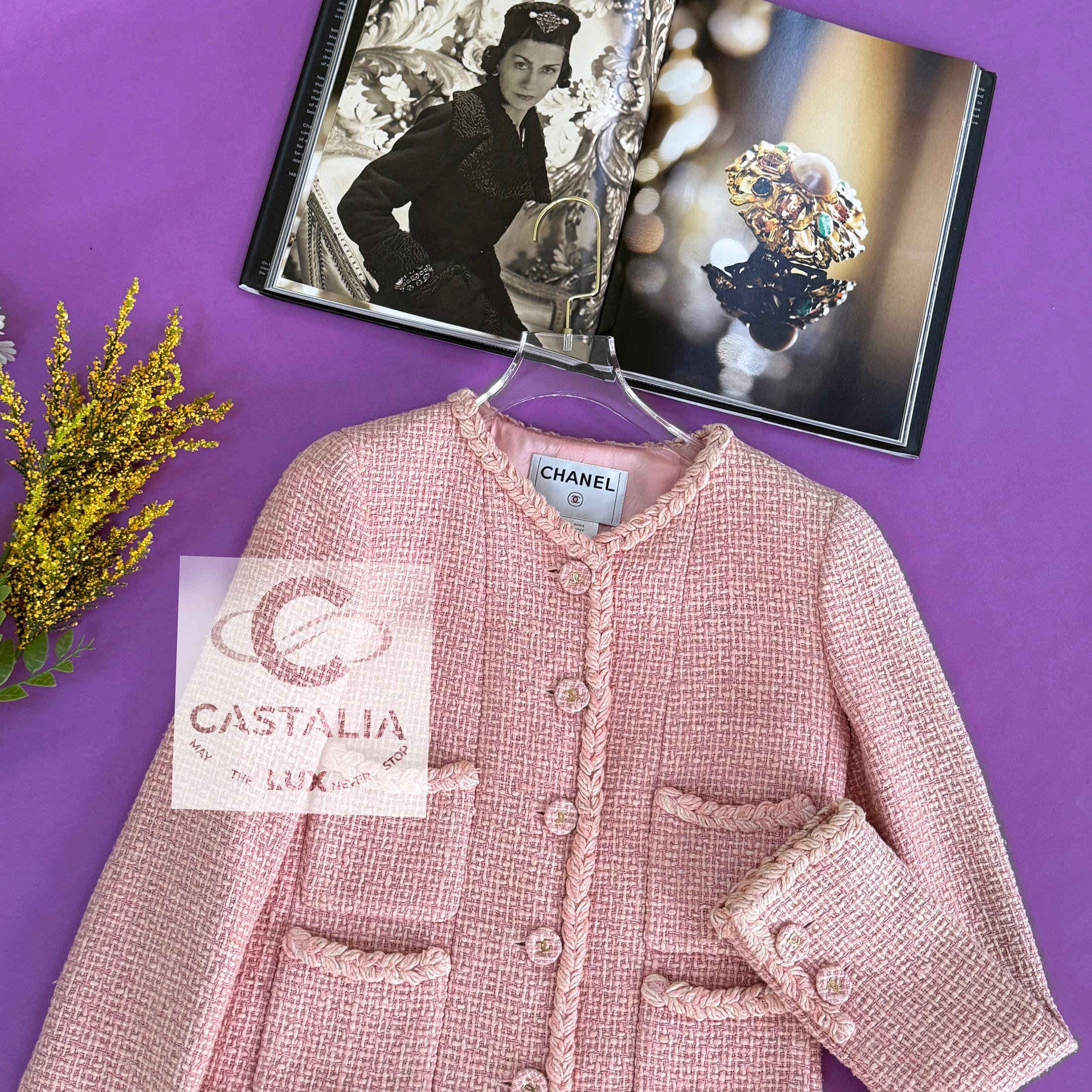 Chanel Extremely Rare 2007 Vintage Pink Tweed Jacket 36 FR 1