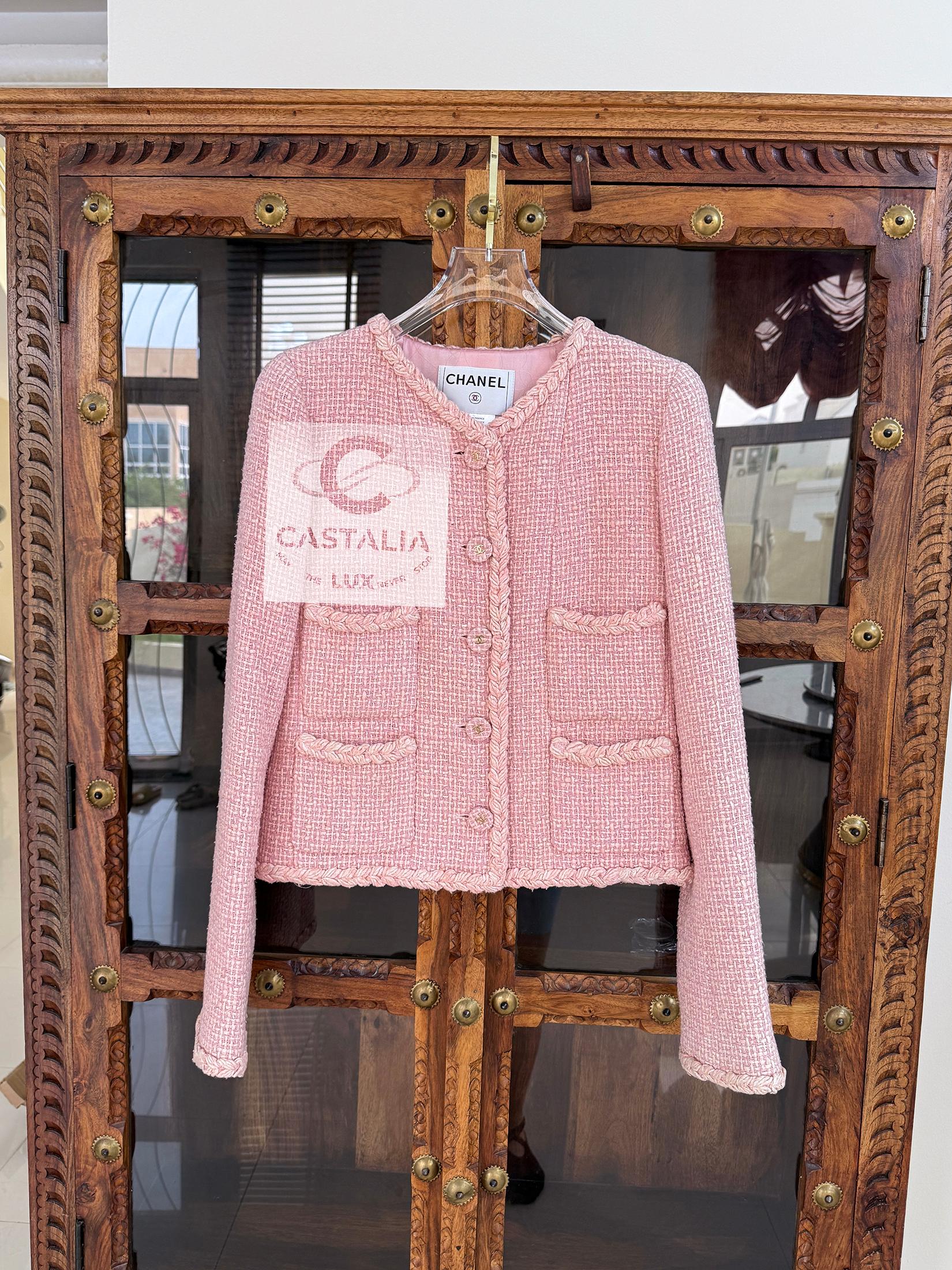 Chanel Extremely Rare 2007 Vintage Pink Tweed Jacket 36 FR 4
