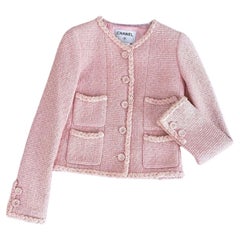 CHANEL Extremely Rare 2007 Vintage Pink Tweed Jacket 36 FR
