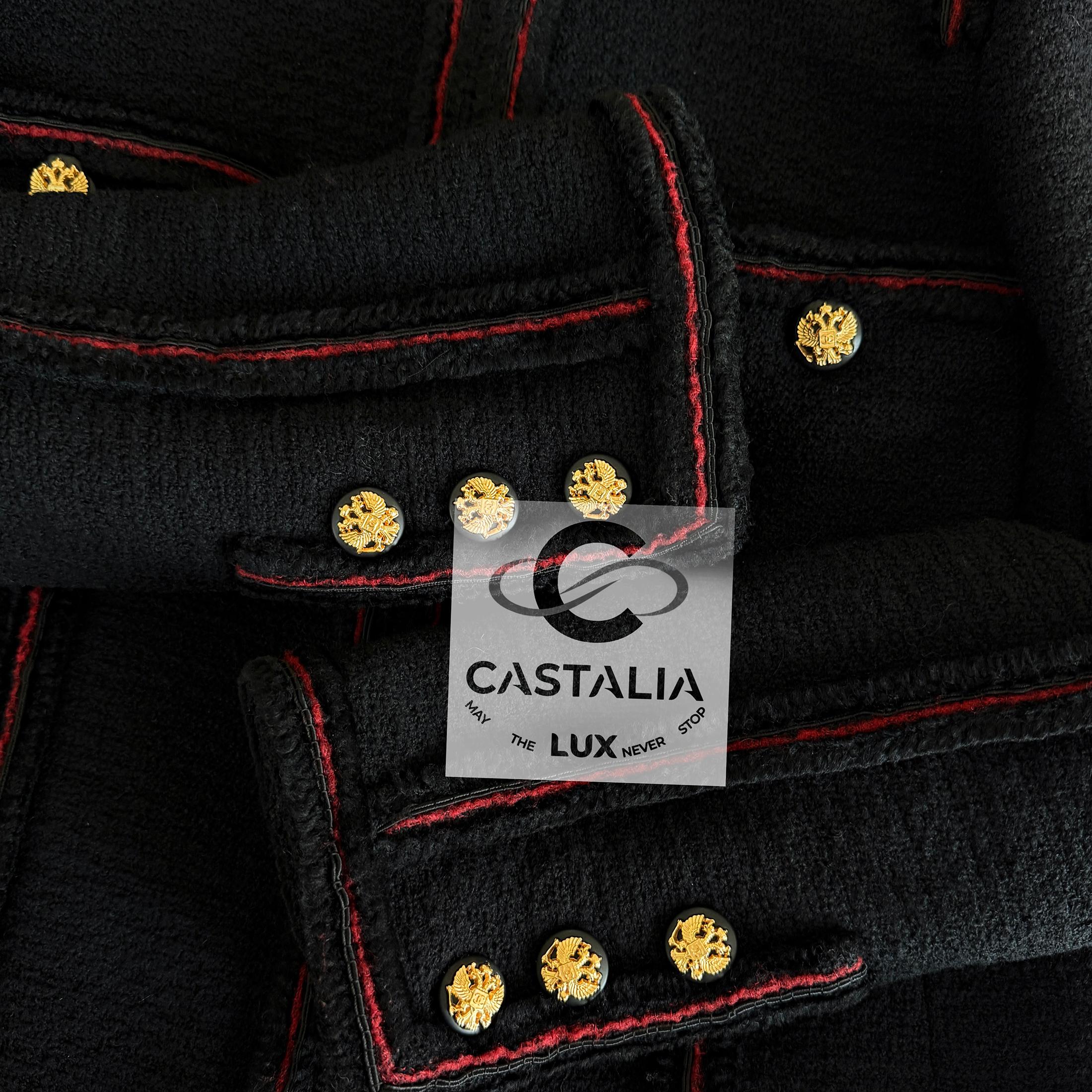 Chanel Extremely Rare CC Eagle Buttons Black Tweed Jacket 40 FR 7