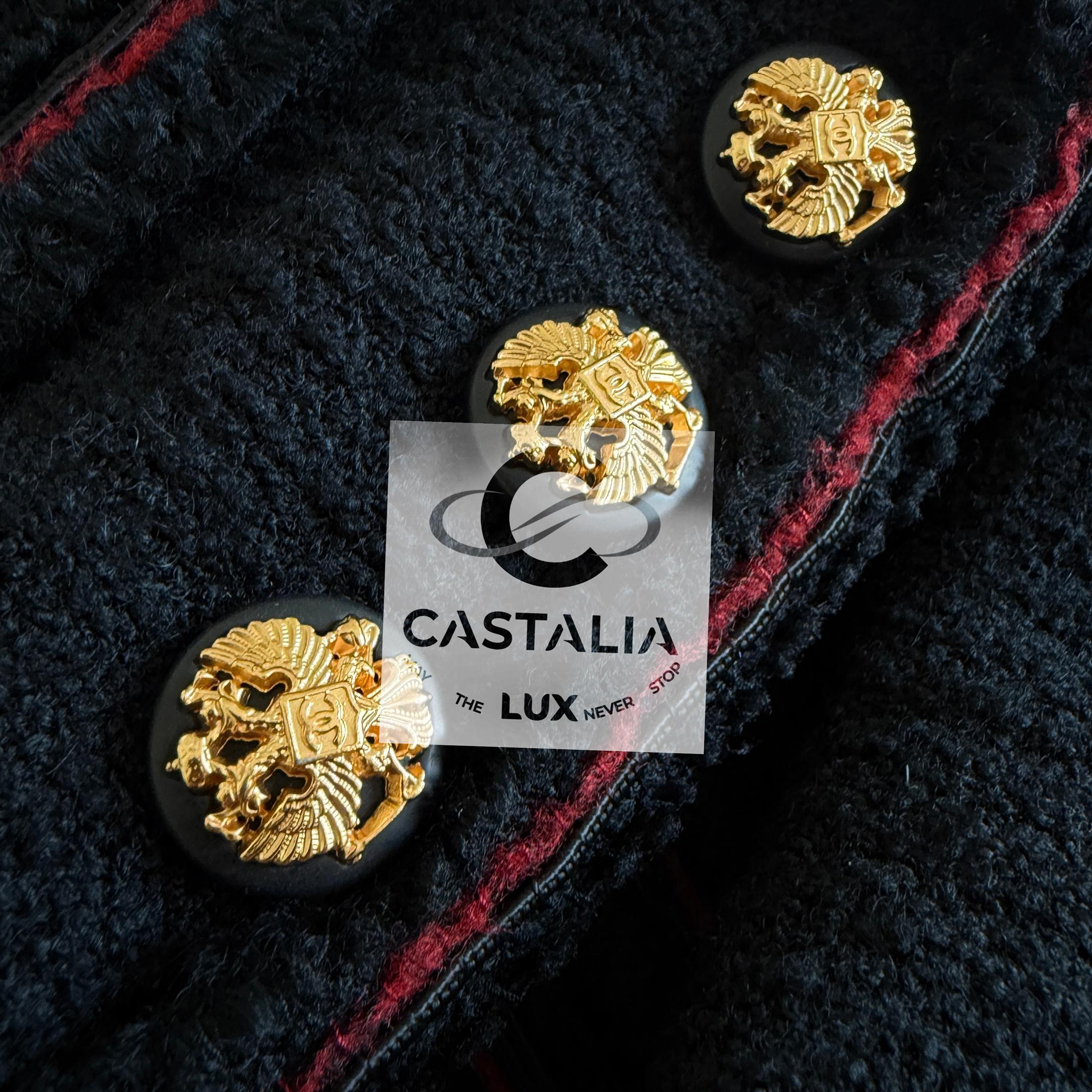 Chanel Extremely Rare CC Eagle Buttons Black Tweed Jacket 40 FR 8