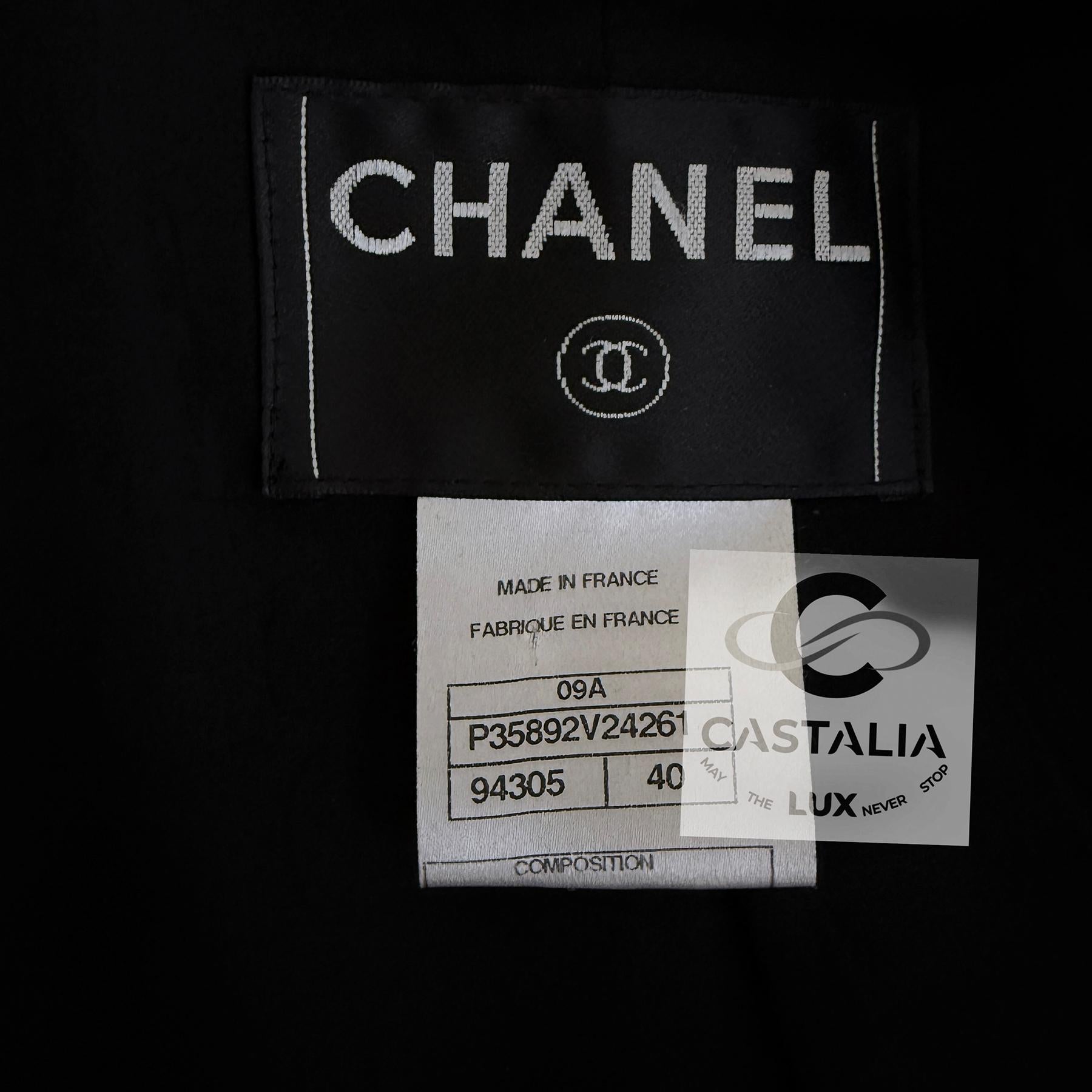 Chanel Extremely Rare CC Eagle Buttons Black Tweed Jacket 40 FR 16