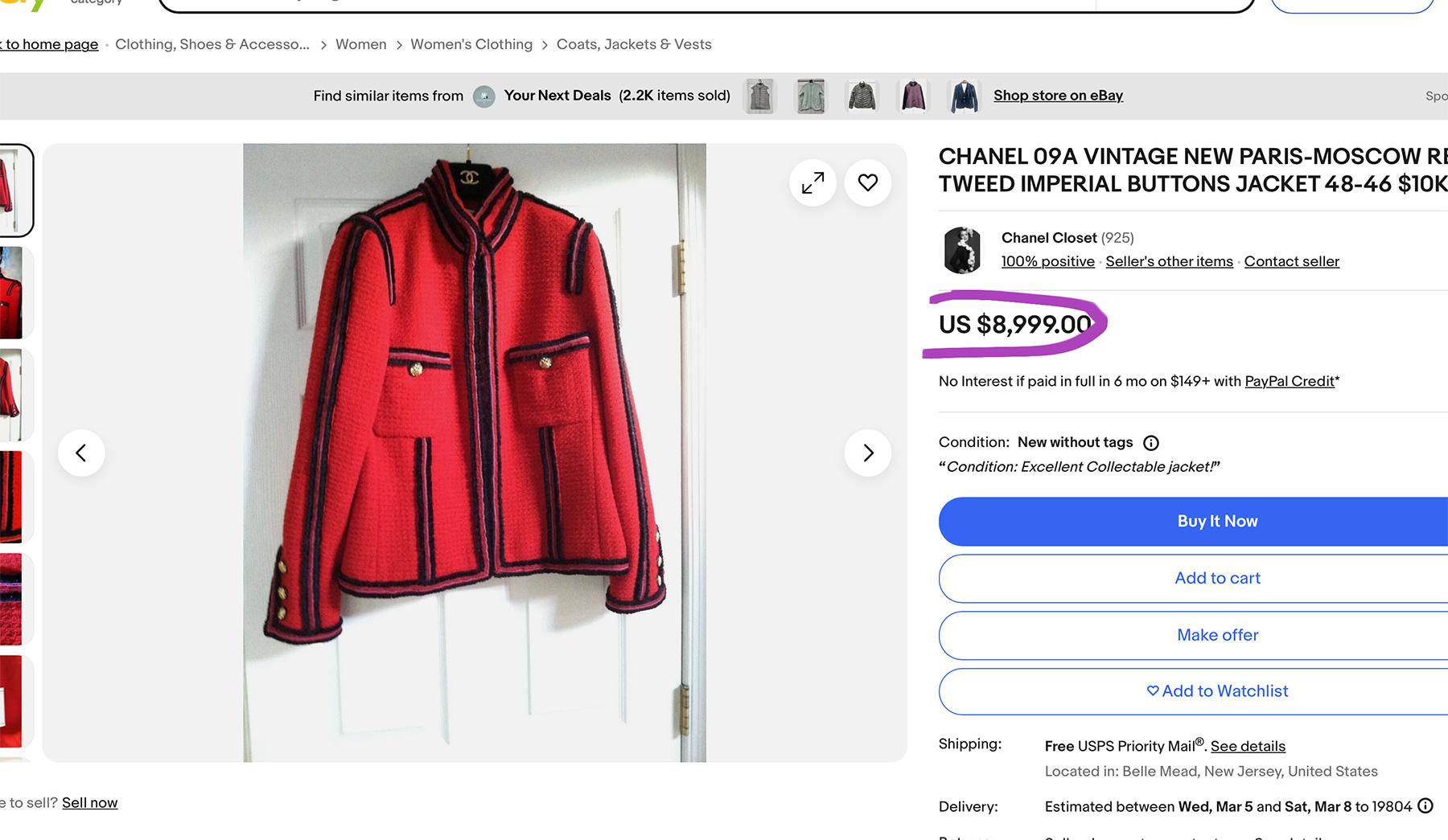 Women's or Men's Chanel Extremely Rare CC Eagle Buttons Black Tweed Jacket 40 FR