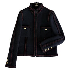Chanel Extremadamente Raro CC Botones Águila Chaqueta Tweed Negro 40 FR