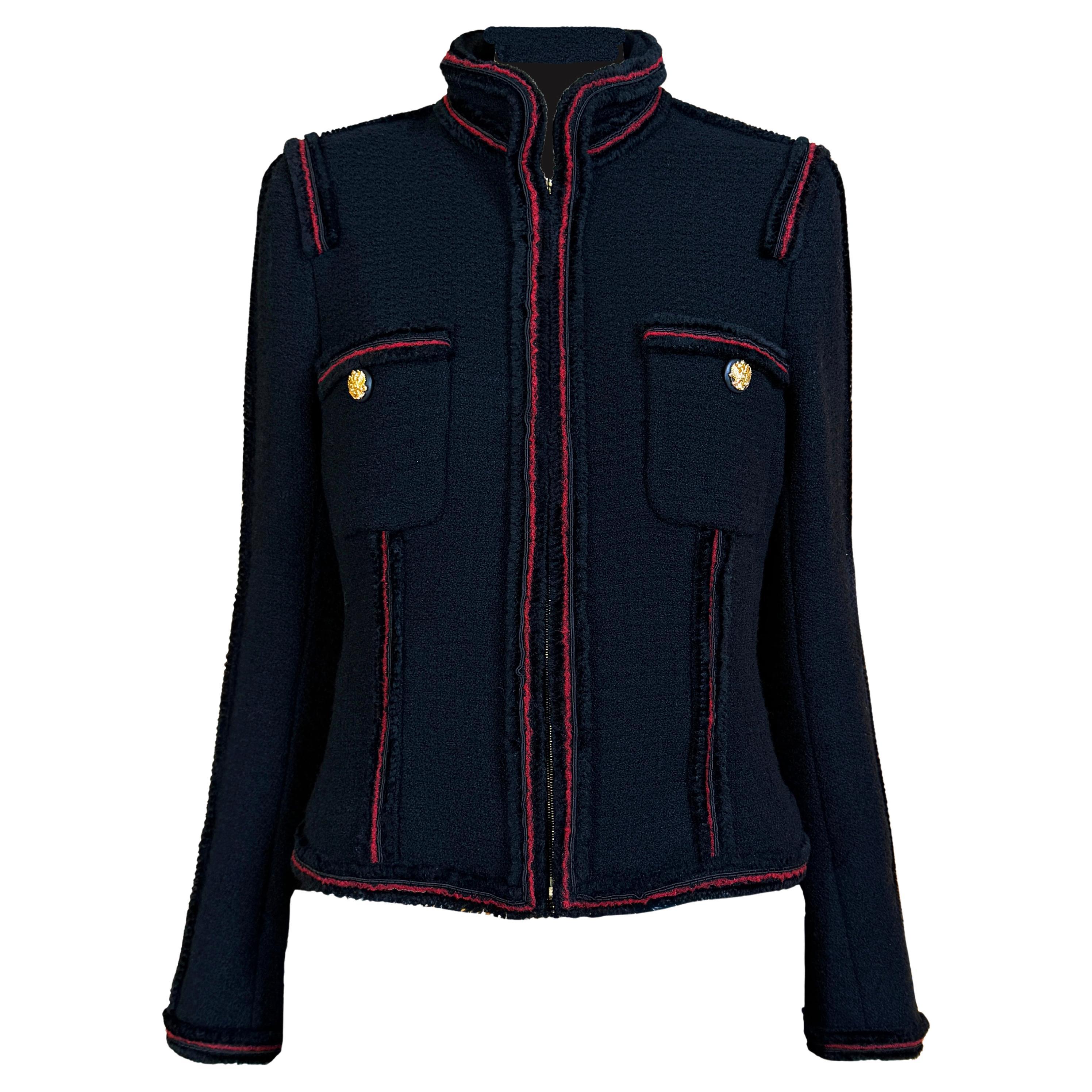 Chanel Estremamente Raro CC Bottoni Aquila Giacca Tweed Nero 40 FR