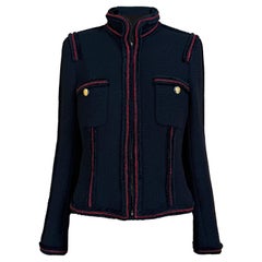 CHANEL Extremely Rare CC Eagle Buttons Black Tweed Jacket 40 FR