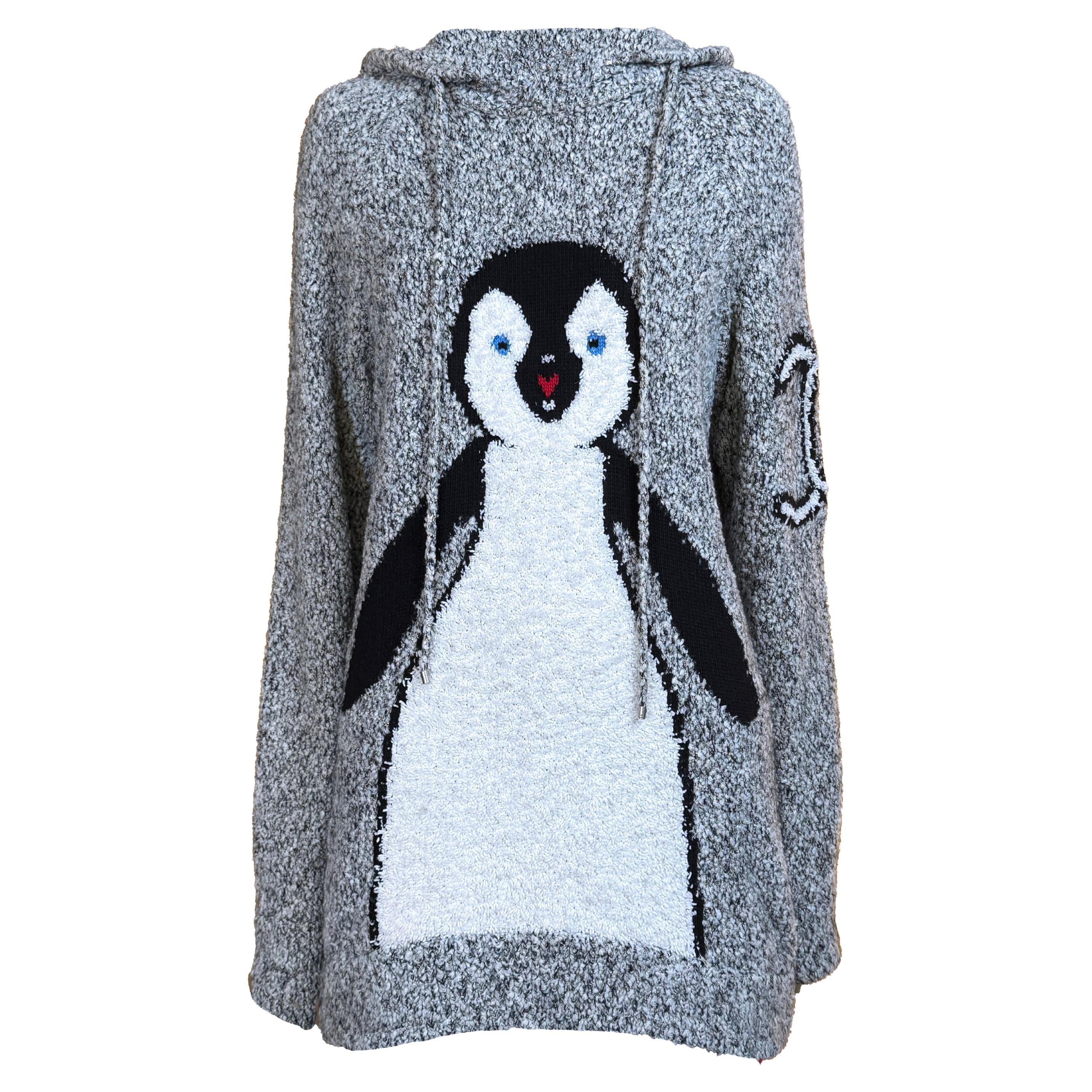 CHANEL Extremely Rare CC Logo Penguin Boucle Hoodie 42 FR For Sale
